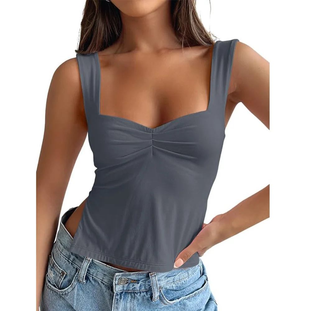 2024 Women's Summer Camisole Top Y2k Tank Top Sexy Spicy Girl Tight Top Female Pure Color Vent Crop Top Women's Clothing