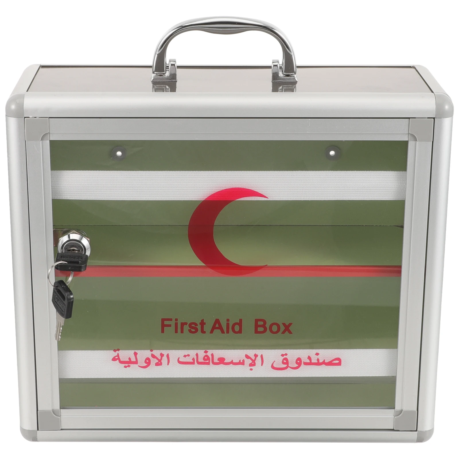 

Wall mounted First Aid Kit 300x110x260mm Aluminum Medicine Box Lockable Large Capacity Storage Container for Home Office