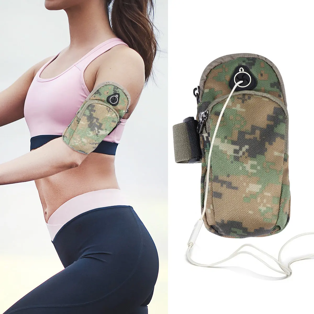 1Pcs Waterproof Running Phone Arm Bag Sports Cellphone Armband for Outdoor Fitness Climbing Men Women Green Phone Arm Bag