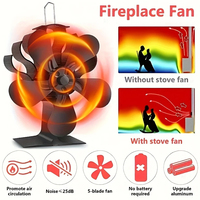 5-blade fireplace fan, a quiet environment fan heater tool, with efficient heat distribution. Christmas and Halloween gifts