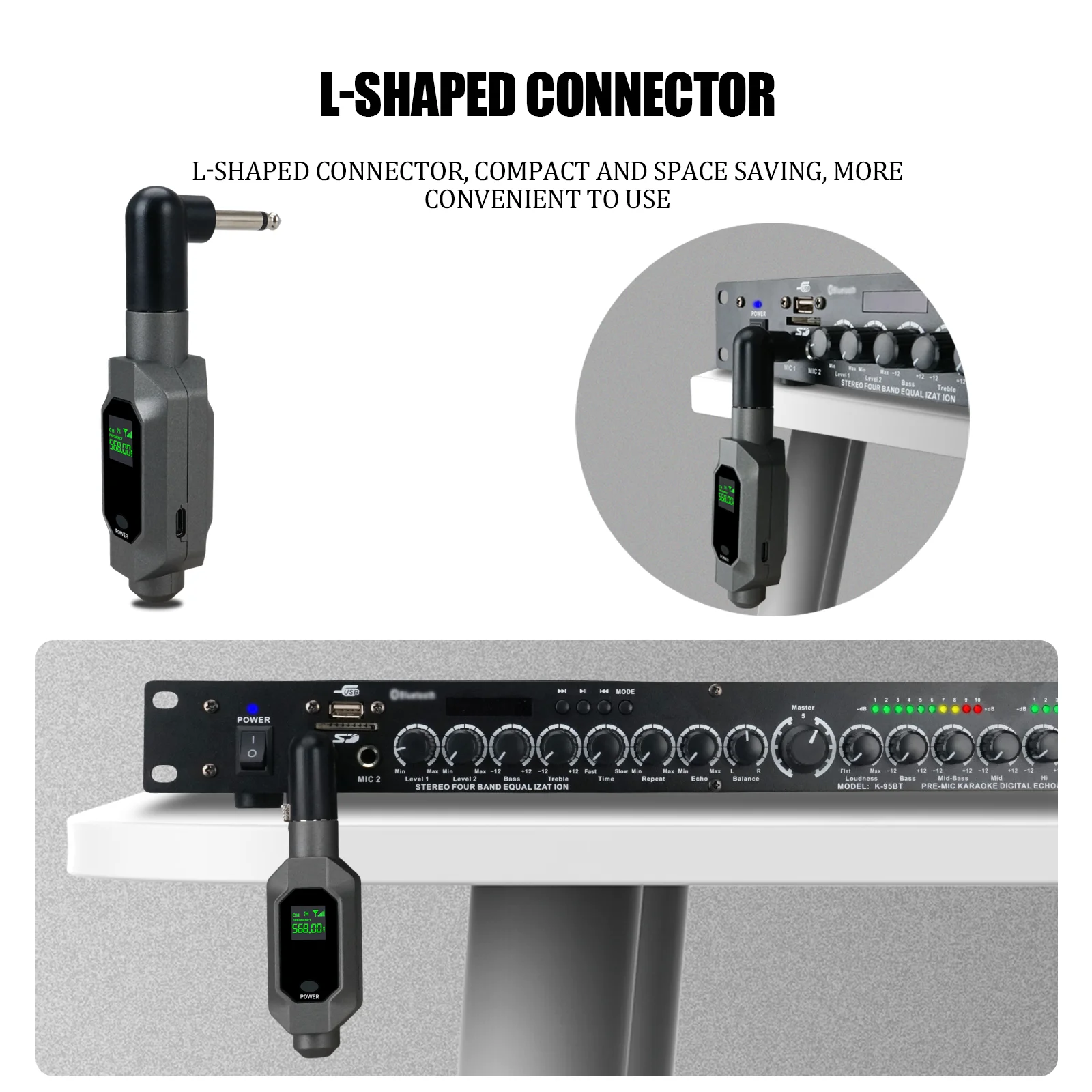 Wireless microphone transmitter receiver plugged into XLR microphone wireless system, suitable for 48V capacitive microphone