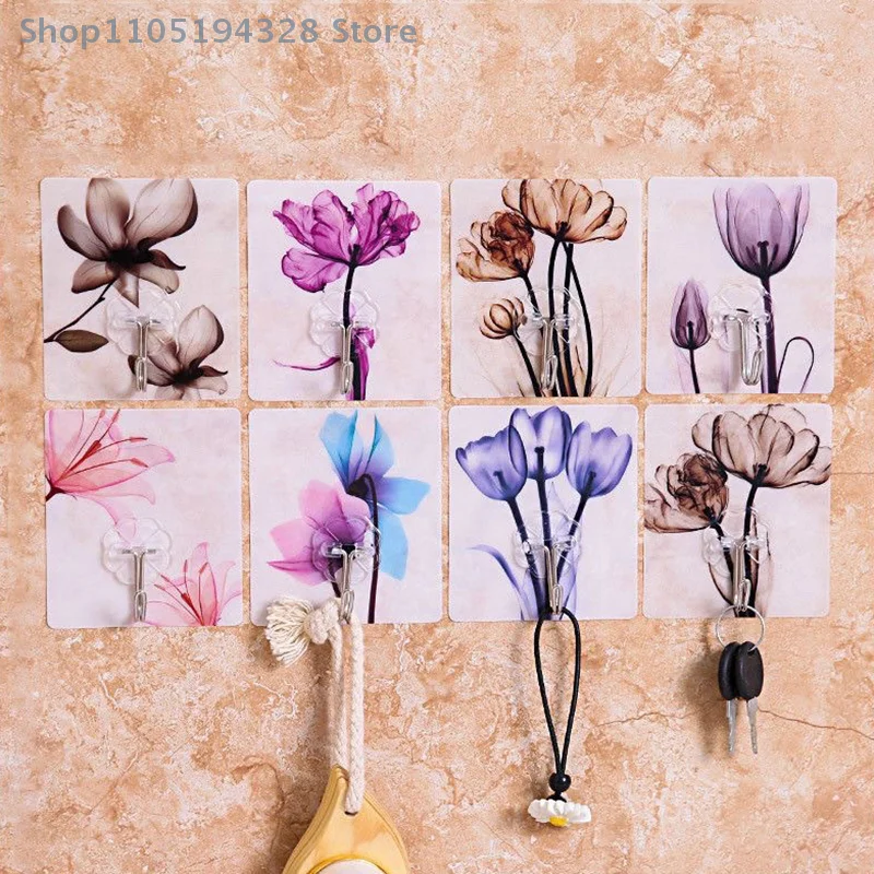 1 قطعة خطاف لاصق مقاوم للماء متين لون عشوائي إطار صورة سلس وشماعة تخزين المطبخ