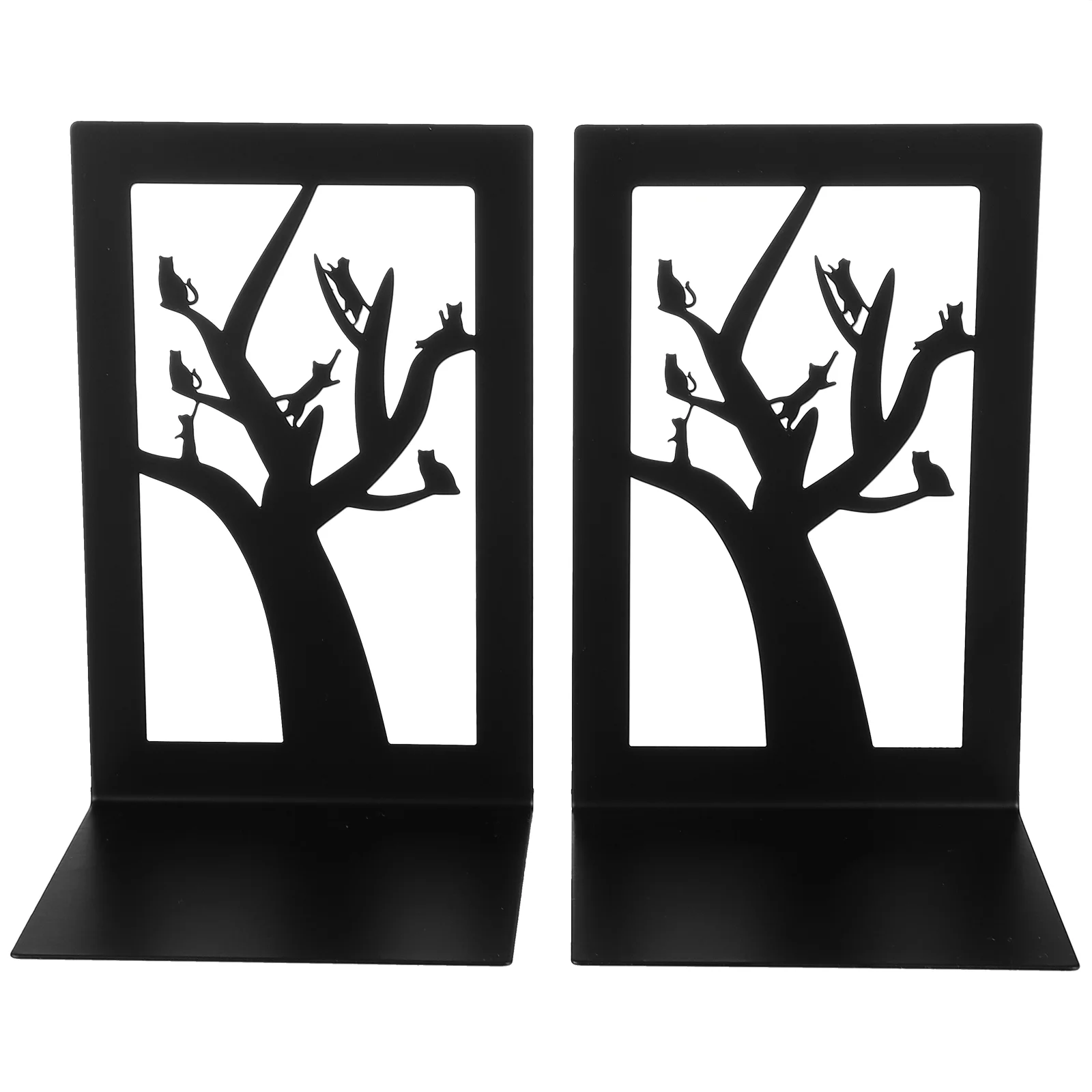 2 Pcs Creative Bookend Black Support Storage Rack Books Stand Holder Tidy Files Iron Student