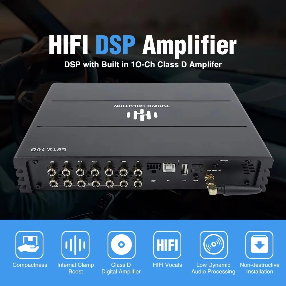 10CH DSP Car Audio Processor HiFi DSP Amplifier Fully Bridgeable Compatible With Optical Fiber Coaxial Output Ethernet Audio Box