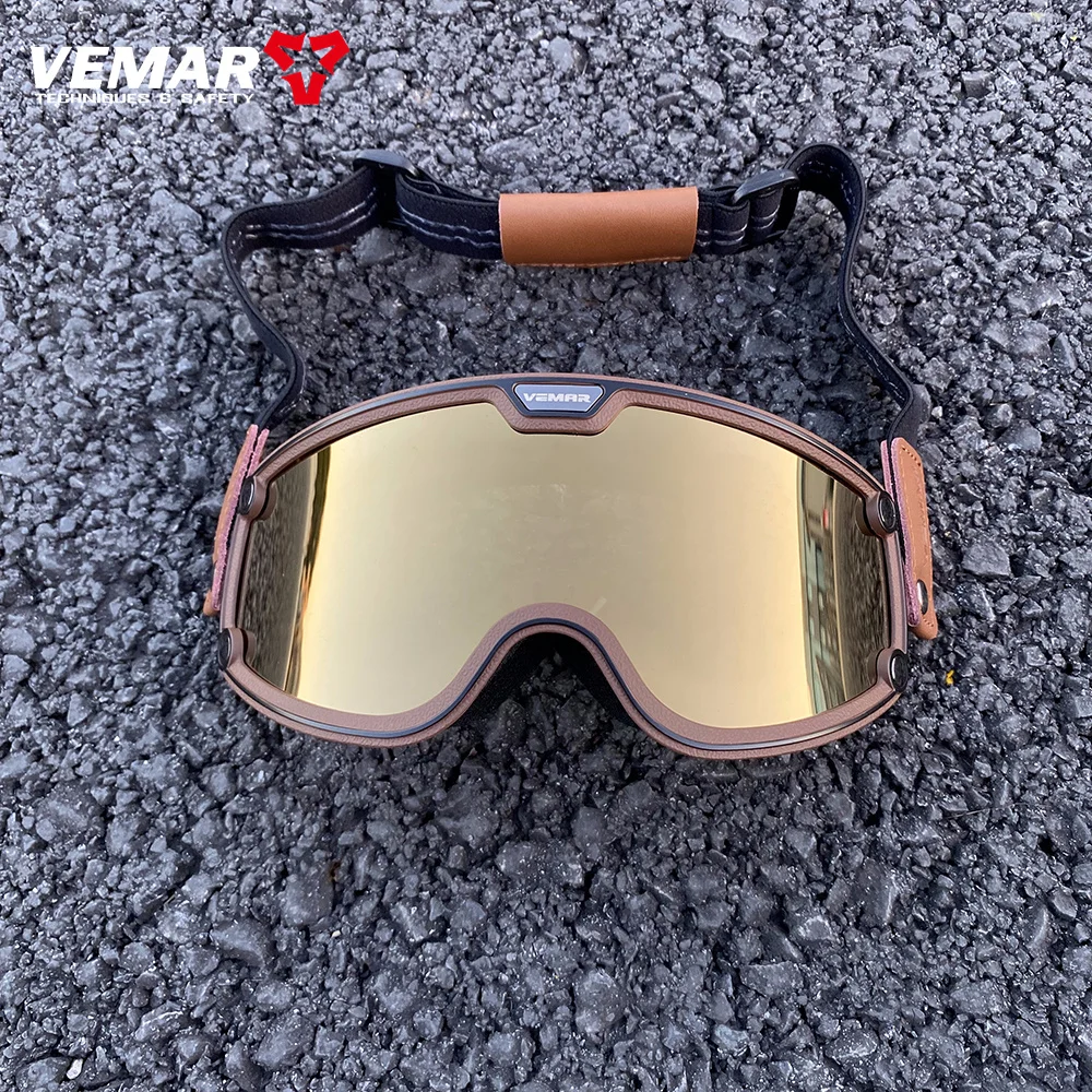 Retro Motorrad Brille Winddicht Motocross Sonnenbrille Vintage Moto Helm Brille Radfahren Racing Cafe Racer Chopper Brille
