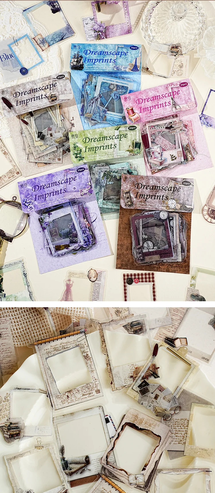 20PCS PET Frame Stickers for Scrapbooking, Self-Adhesive Scrapbooking Stickers Supplies Journal for Adult Card Making DIY