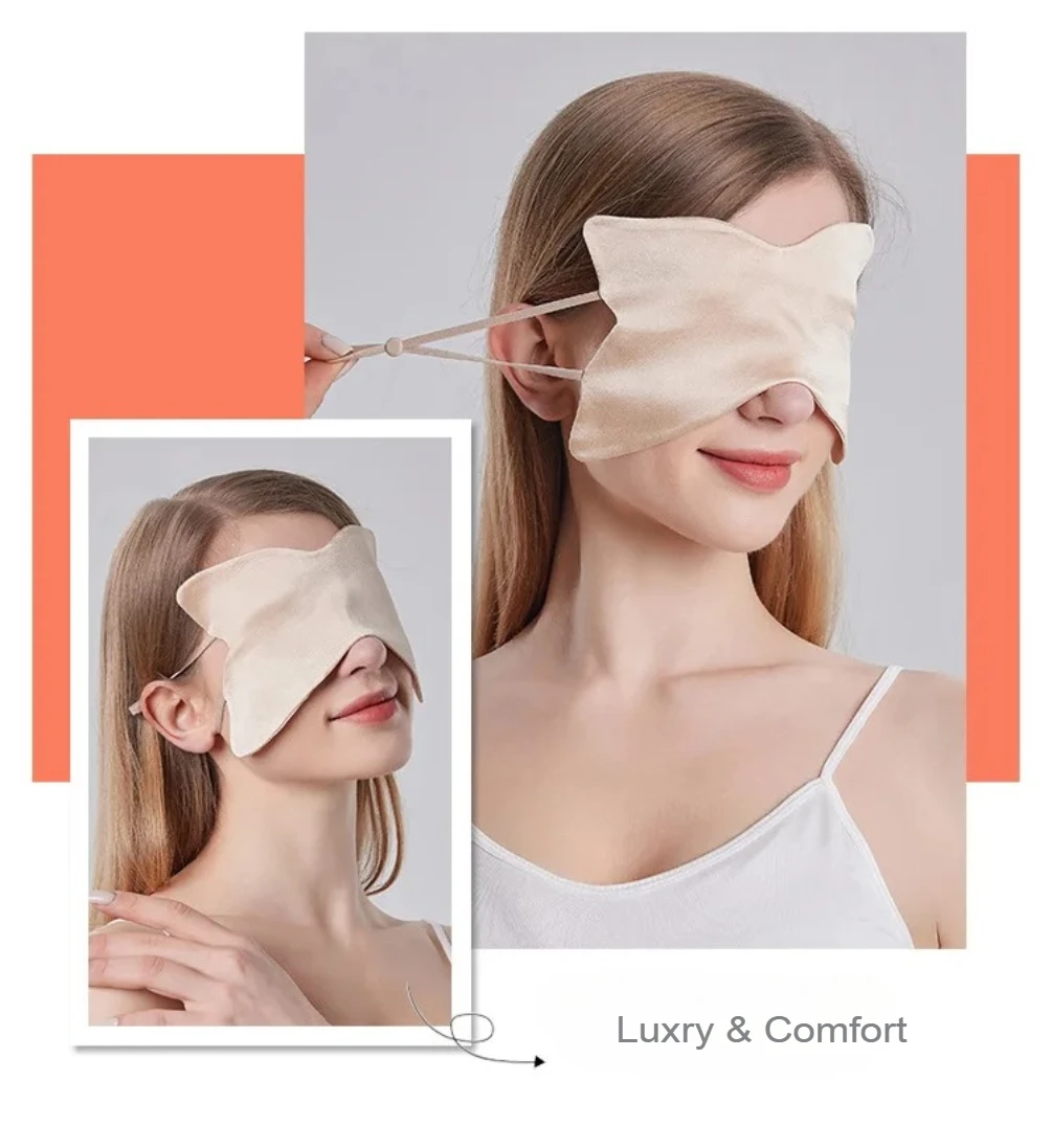 ฤดูร้อนผีเสื้อ Double Silk Eye Mask ผ้าไหมหม่อน 100% Sleep Eye Mask ผู้หญิง Breathable และ Cooling Eye Mask