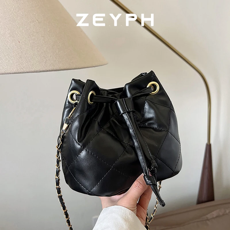 

Zeyph Women s Commuting Fashion Handbag Crossbody Bag Bucket Bag Drawstring Design Small Square Bag Pu Material Chain Bag