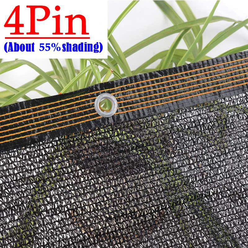 4Pin 55% shading Black Sunshade Net Anti-UV Garden Plants Sun Shelter Agriculture Greenhouse Shading Cover Outdoor Car Shed