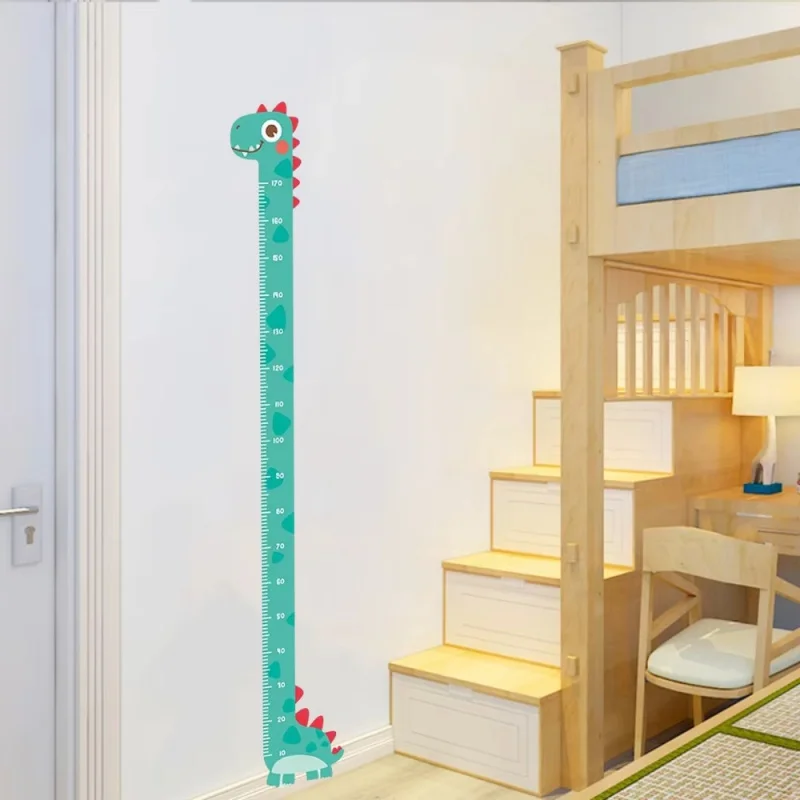 Cute Cartoon Height Sticker Dinosaur Giraffe Wall Height Measuring Ruler Stickers For Kids Room Kindergarten Decor