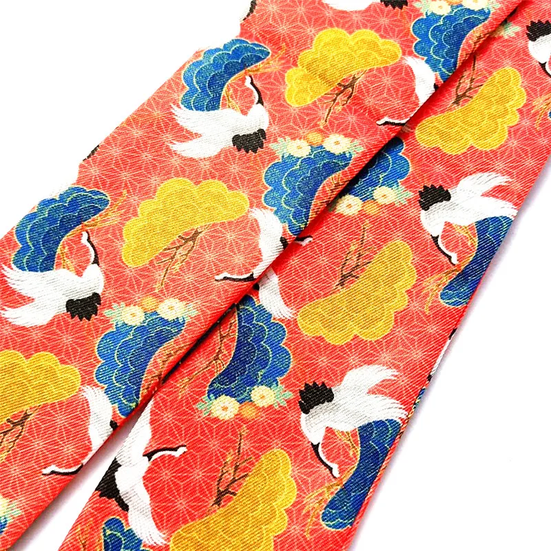 Syal tas Bangau bermahkota merah 2024 syal Skinny merek baru untuk wanita syal sutra leher kepala motif babi tas pembungkus syal pegangan panjang