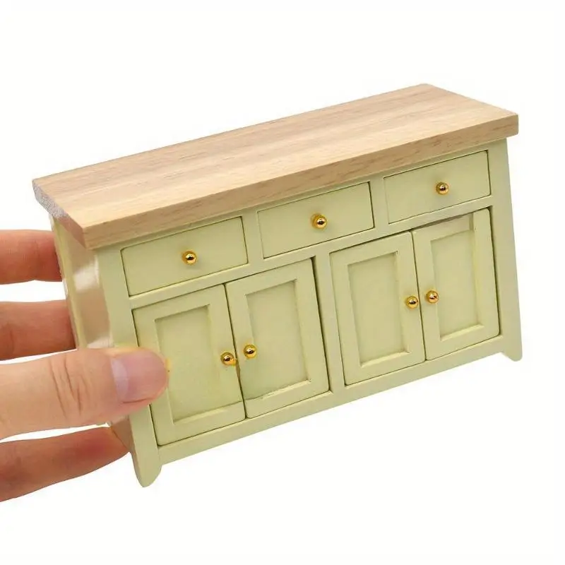 

1Pcs 1/12 Scale Dollhouse Cabinet Living Room Miniature Birch Doll House Simulation Storage Cabinet DIY Accessories