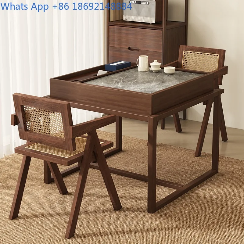 Solid Wood Tea Table and Chair Set Zen Style Balcony Small Apartment Tea Table Leisure Tea  Coffee Table