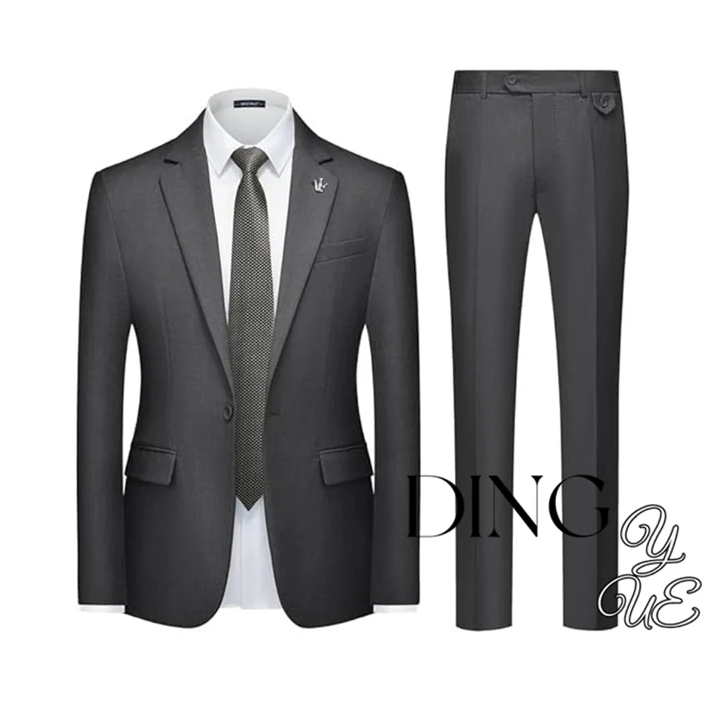 Mens 2 Piece Suit Slim Fit Solid Wedding Prom Tuxedo Suit with One Button Notch Lapel Blazer and Pants traje formal para hombre