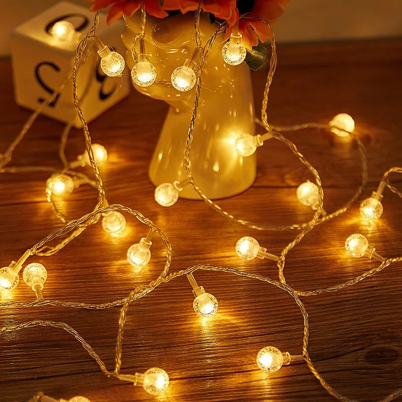 10/20/40/80LED Romantic Bubble Ball Fairy Lights Battery Power LED Crystal String Lights Christmas Room Wedding Party Decoration