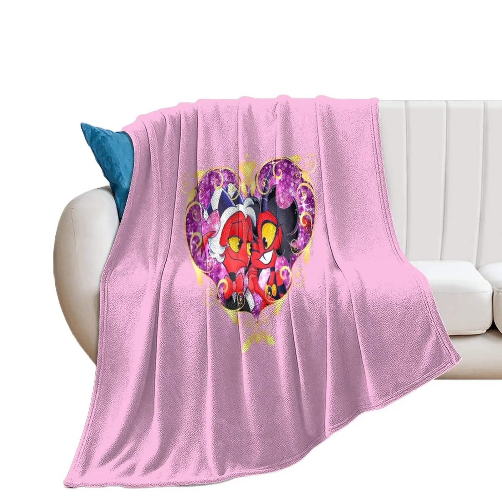 Helluva Boss Moxxie and Millie Heart Frame Throw Blanket wednesday for babies Blankets