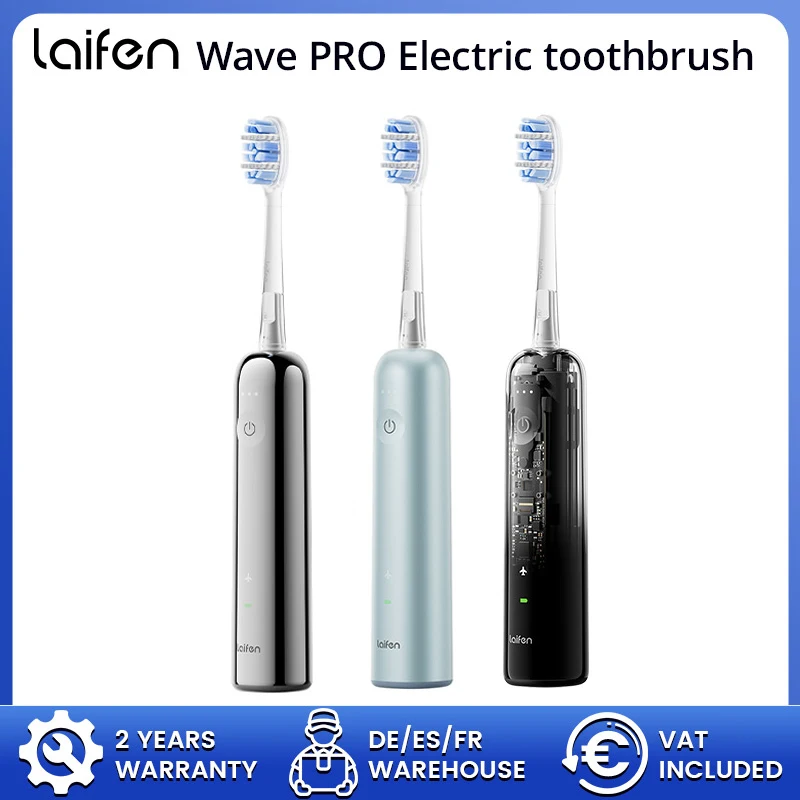 Laifen Wave Pro elektrische tandenborstel met dubbele modus, dagelijks reinigingssysteem, slimme druksensor, 70 dagen batterijduur, IPX8 waterdicht.