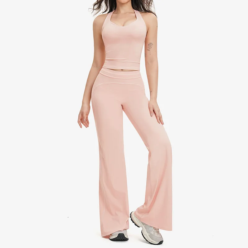 

Contrasting color brushed yoga set with double shoulder straps, high-end sports and fitness wear, women's running exercise set