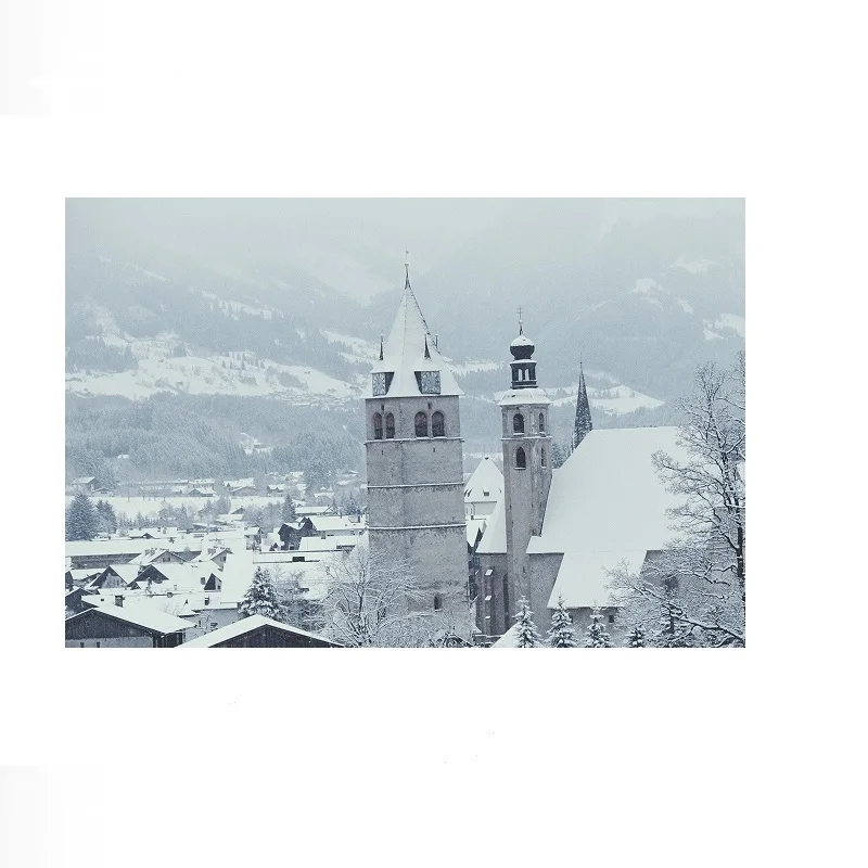 Slim Aarons, Tyrolean Churches, 1990 - Italian and German Alpine Winter Landscape, Print Art Canvas Poster, Home Wall Decor