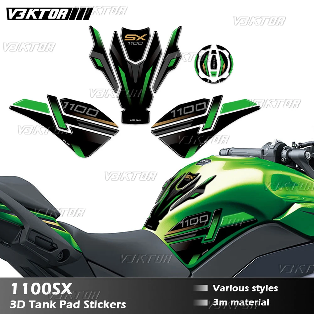 3D Fuel Tank Pad Sticker Tank Cap Decal Cover Protector Waterproof For 1100SX 1100 SX Ninja 1000 SX SE 2025-2026