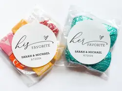 His, Her and Our Favorite Favor Stickers -  Wedding - Shower Favor Sticker - His Favorite - Her Favorite