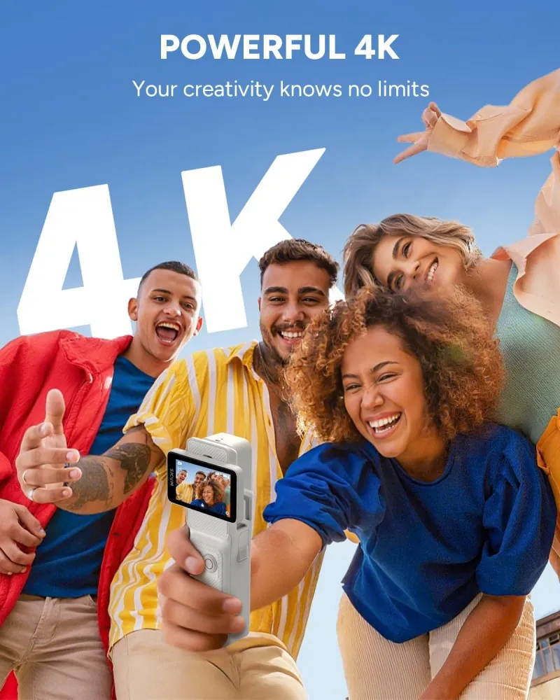 Nuova Videocamera d'Azione Tascabile SJCAM C400 Bianca, Videocamera per Vlogging e Streaming Live su YouTube