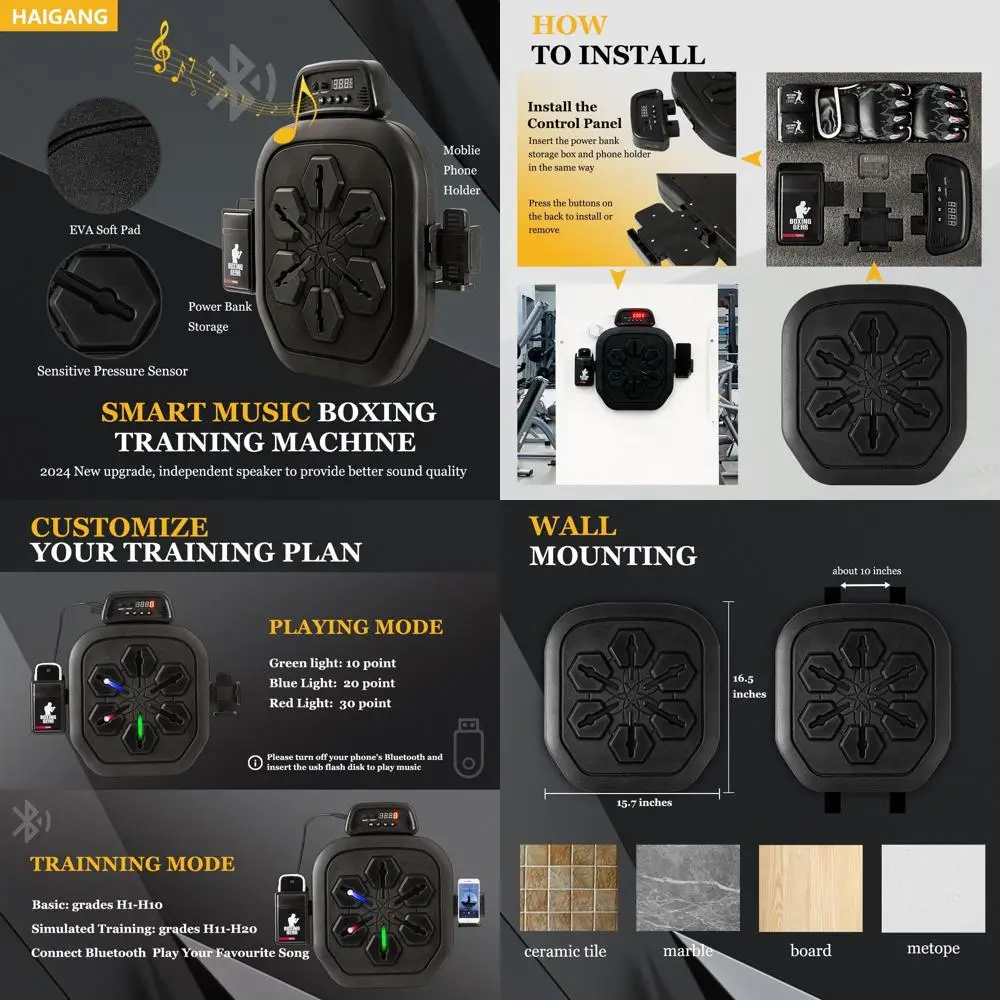 

Smart Music Boxing Machine, Bluetooth Boxing Punching Game, Musical Workout Equipment, Wall Mount Home Trainning Boxing Target f