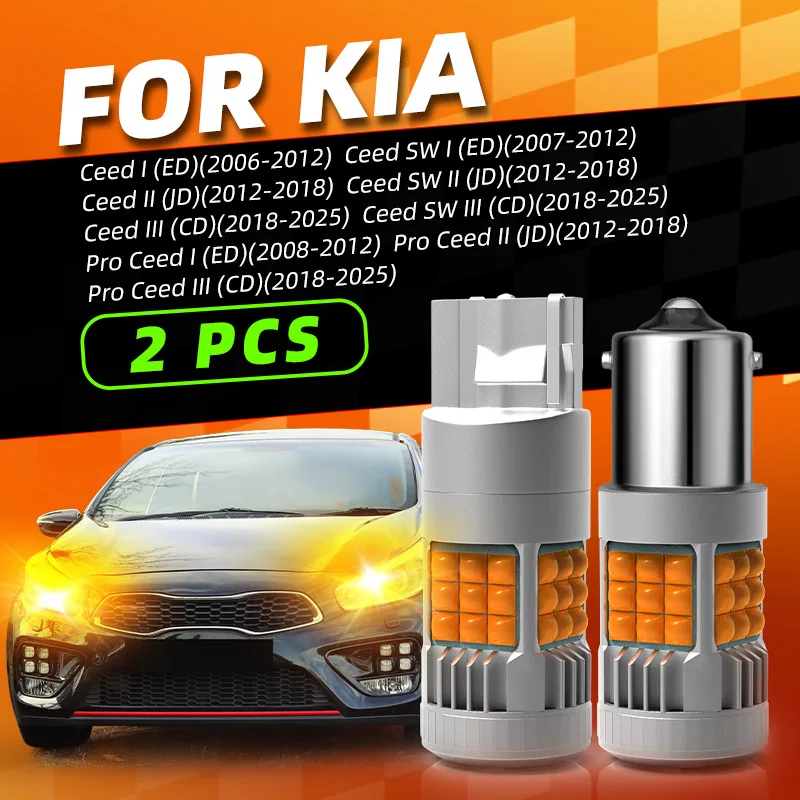 2pcs Car LED Turn Signal Lights Bulbs For Front/Rear Direction Indicator Amber For Kia Ceed Pro Ceed SW MK1/2/3 ED JD ED