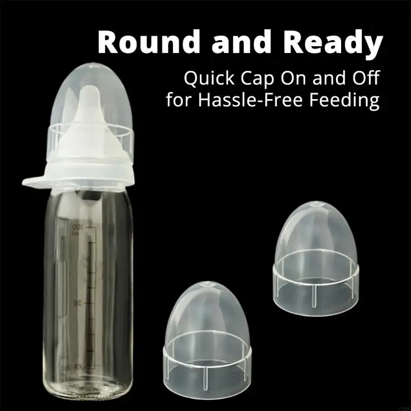 غطاء أغطية زجاجات الأطفال الأبيض الشفاف لزجاجات الأطفال المبتسرين PGE لضمان النظافة ومنع التسرب 24BE