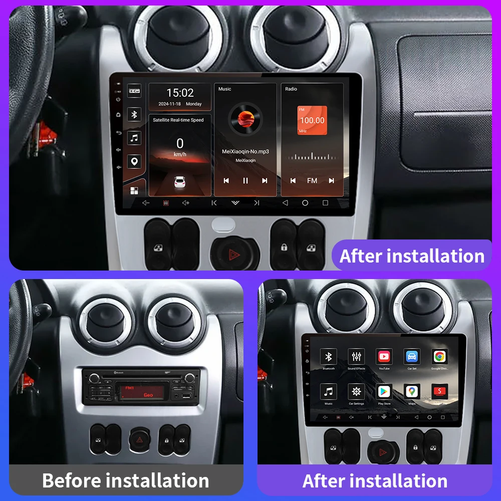 2 Din Android 13 Car Radio For Renault Logan 1 Sandero 2009-2015 Largus Dacia Duster Multimedia Video Player Carplay Auto Stereo