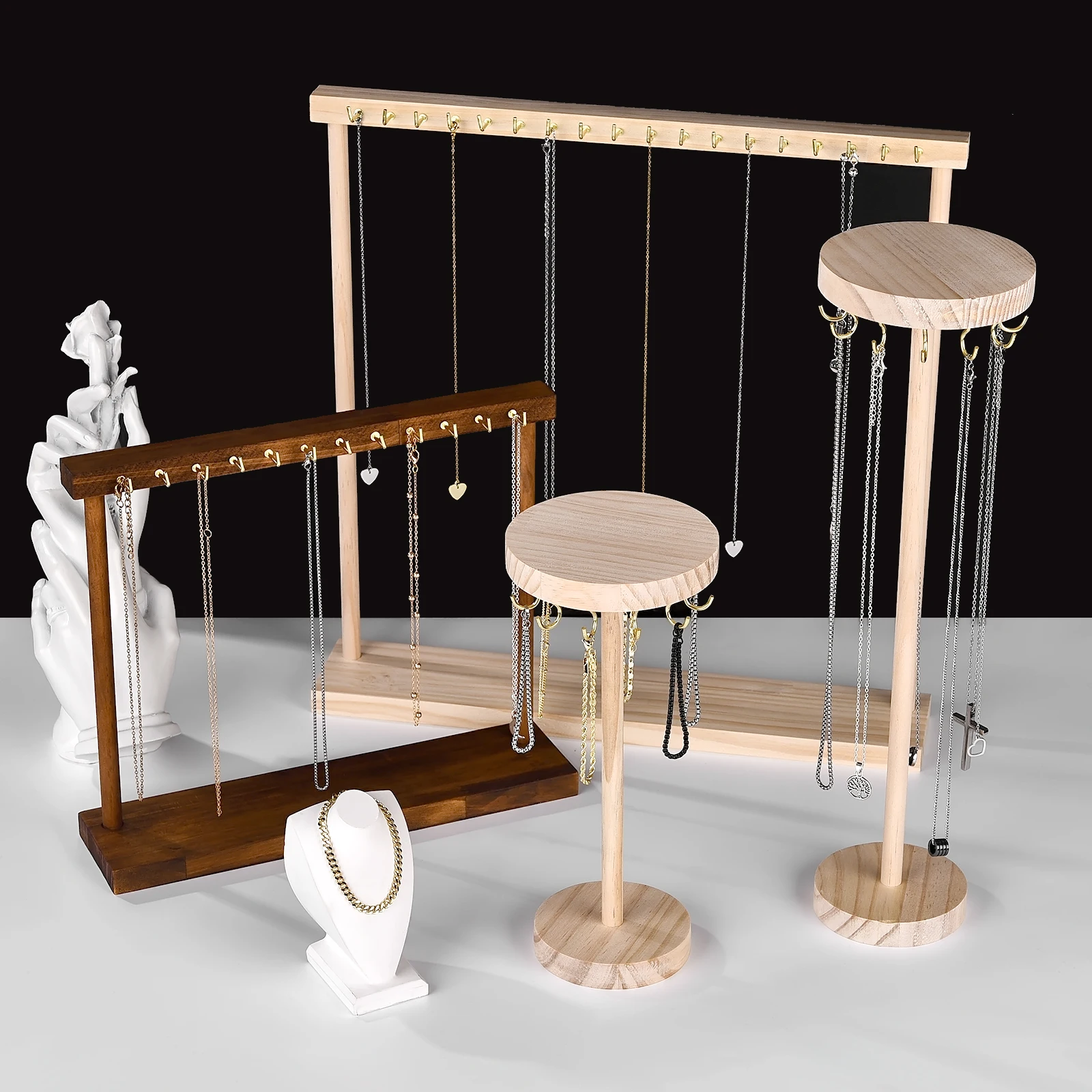 

Circular Square Shape Jewelry Storage Rack Jewelry Display With 12/18 Hooks Necklace Bracelet Jewelry Stand Diy Home Decor