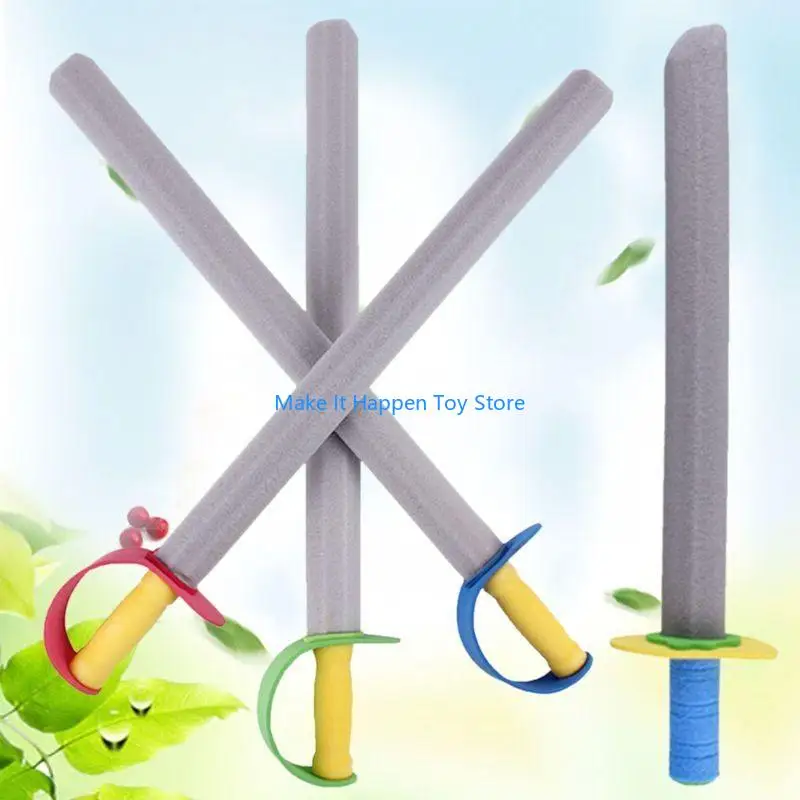 28EC 4 Pcs Foam Sword Shield Toy Set for Kids Pretend for Play Fake Sword for Warrior Knight Weapons Cosplay Performance