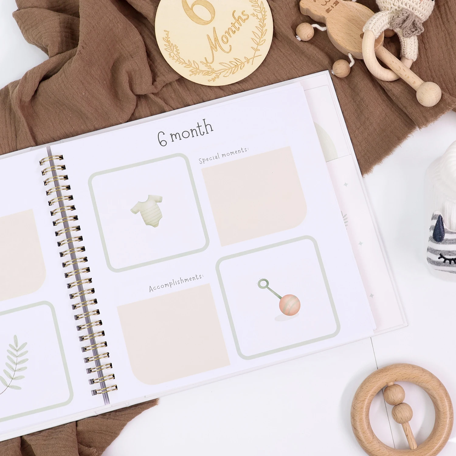 ERATOPIC Baby Keepsake First Year Memory Book Milestone Journal Book เพื่อบันทึกทุกกิจกรรมพร้อมสติ๊กเกอร์ Milestone