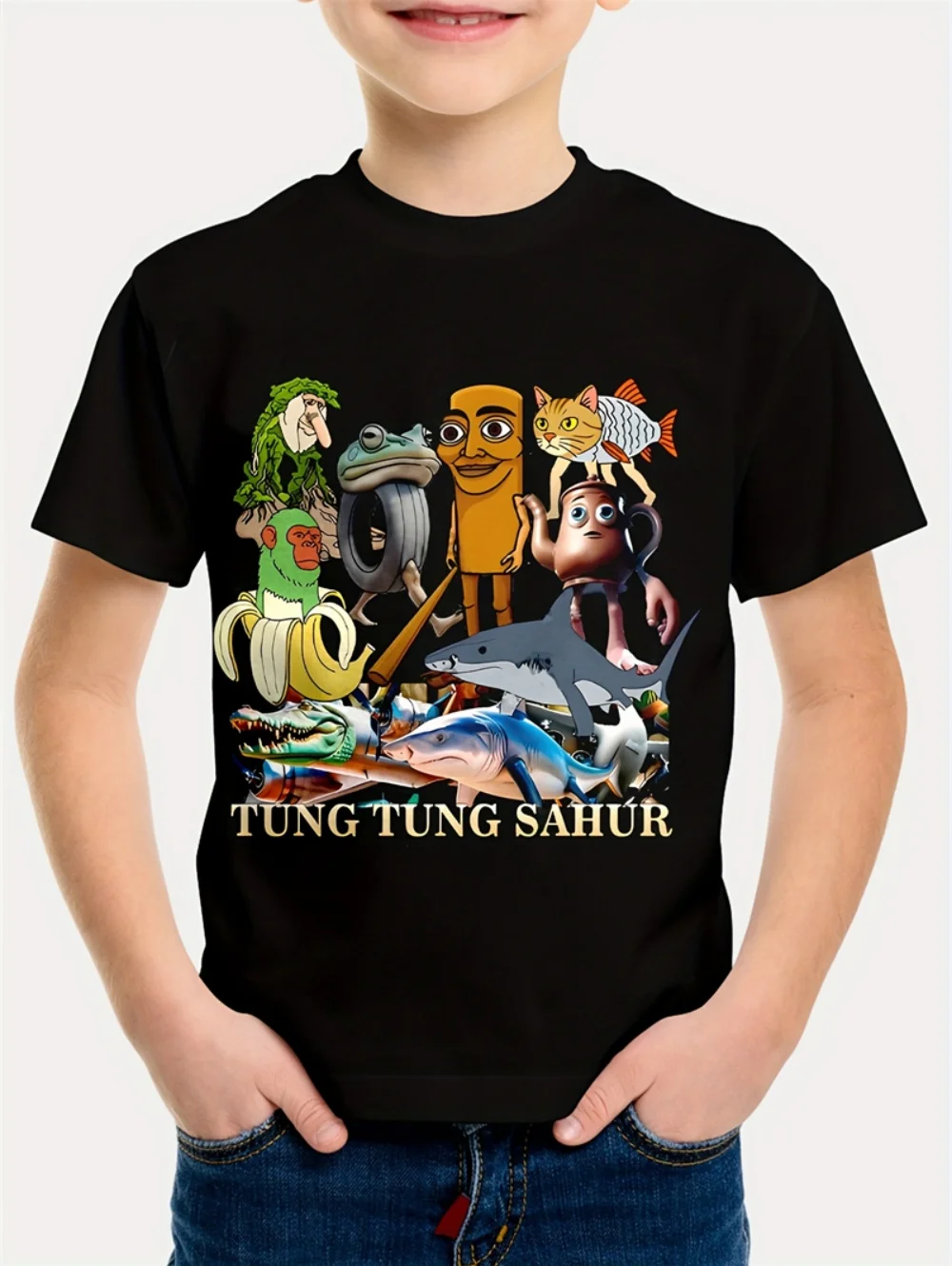 Italian Brainrot Tralalero Tralala Tung Tung Tung Sahur Bombardiro Crocodilo Funny Meme T-Shirt Boys Girls Funny Tees Y2k Tops