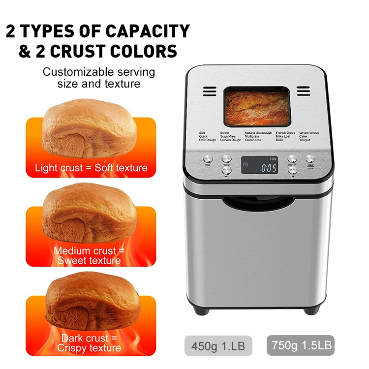 전기 아랍식 빵 및 피자 메이커 700W 2.5LB 용량 지연 시작 기능 보온 기능 맞춤형 크러스트 설정 가능