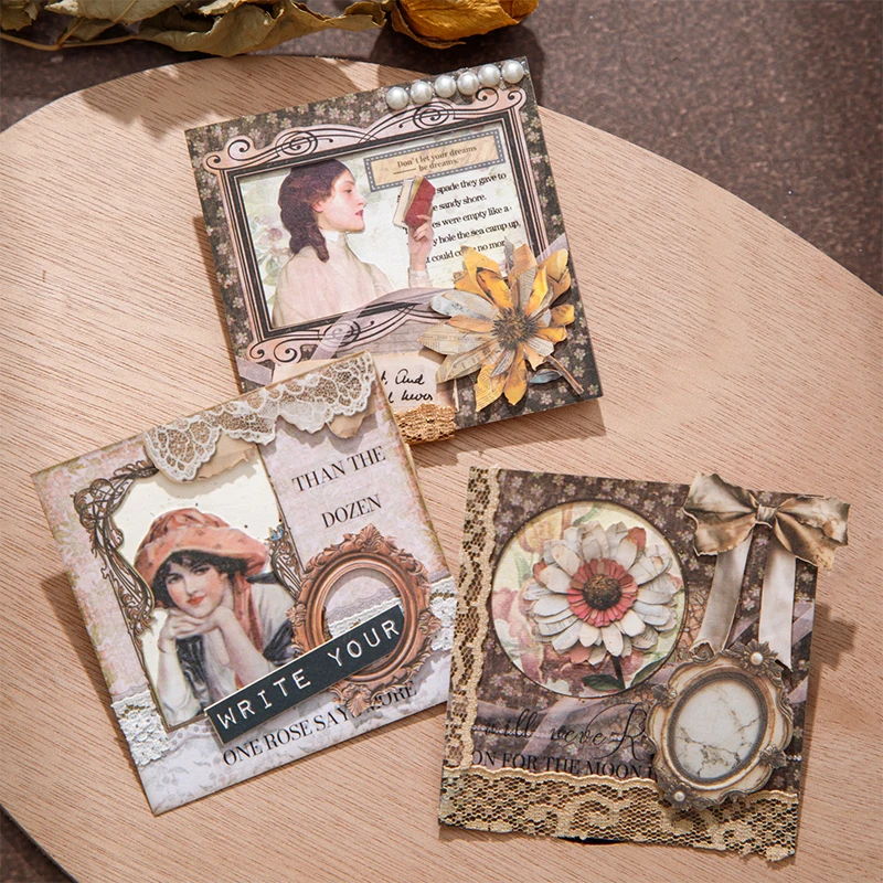 12 paquetes/lote de recuerdos en una serie instantánea, pegatina de papel decorativa retro bonita