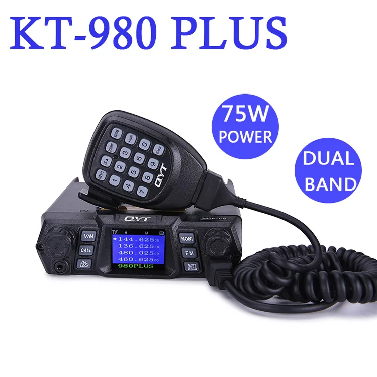Cheap QYT KT-980 Plus Mobile Radio 75W 200CH Multiple Function VHF/UHF Dual Band Quad Band Standby FM Vehicle Transceiver Radio