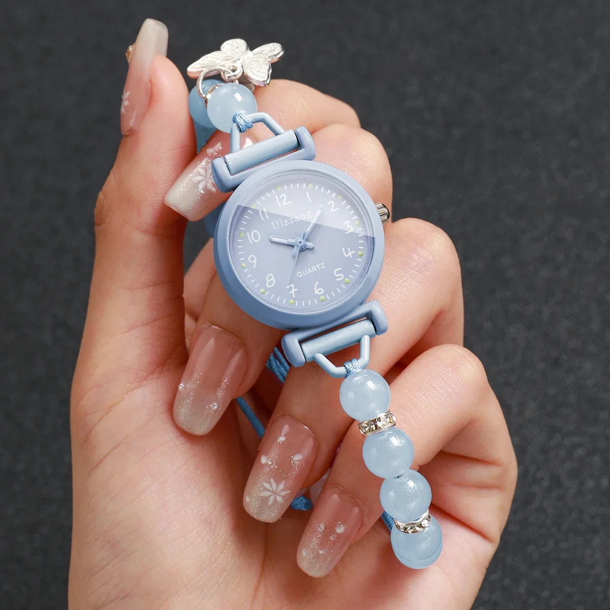 Fashion Arabic Dial Women Watches Blue Beads Strap Quartz Wristwatch Students Clock Gift Relogio Feminino (Without Box)
