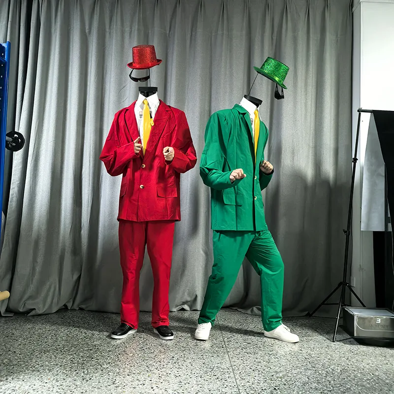Adult Halloween No Head Red Green Blue Suit Festival Parade Party Outfit Men Stage Performance Wear 2025 Magic Show Clothes