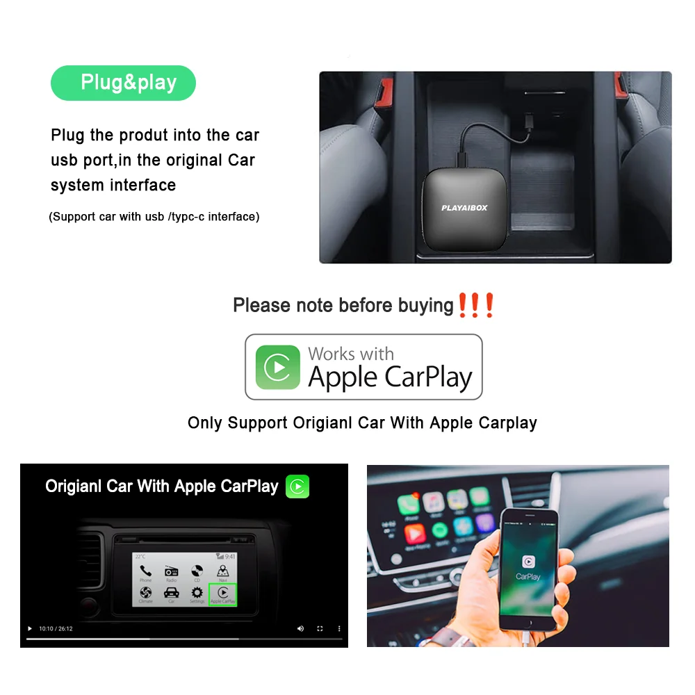 UX999 Ultra Carplay Ai Box Adapter Android 13 OEM Carplay To
