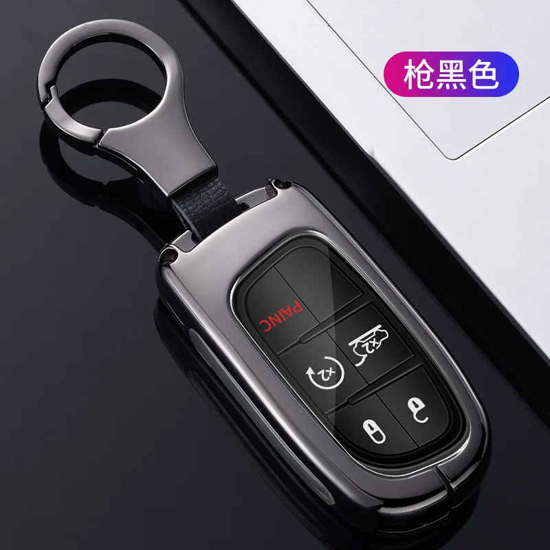 

Car Zinc Alloy Key Case Cover Bag For Jeep Grand Cherokee Compass Patriot Renegade For Dodge Challenger Journey Keyless Entry