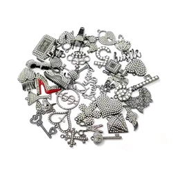 35pcs Colorful Rhinestone Gun Black Plated Mixed Girl Charms Picked at Random Fit for Women's DIY Jewelry Accessories