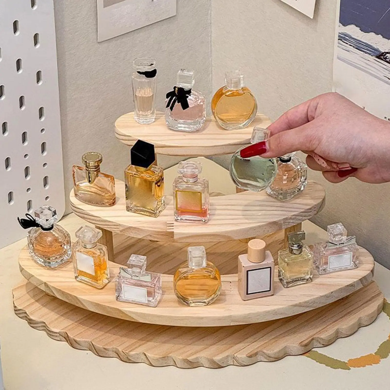 

Wood Display Riser Stand 3 Layered Storage Rack for Party Craft Figurine
