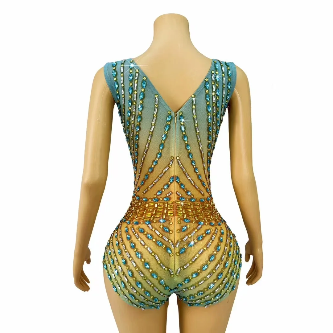 عيد ميلاد احتفال حزب الزي DS بار عرض ارتداء المغني راقصة أداء زي مشرقة الملونة الراين ارتداءها