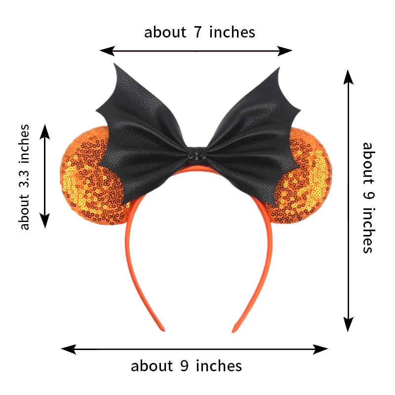 2024 New Halloween Bat Mouse Ears Headband Boys Girls Sequin 5