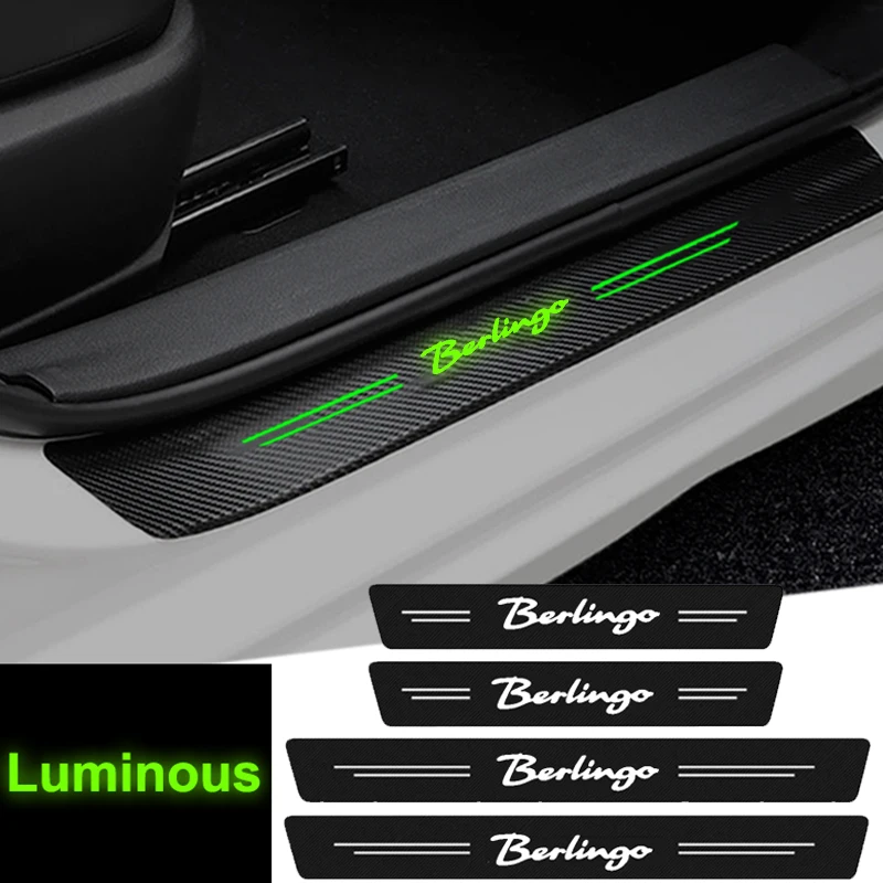 Luminous Decals for Citroen Berlingo Logo Car Door Threshold Stickers Protective Film Trunk Sill Bumper Strip Glowing Tape Decor