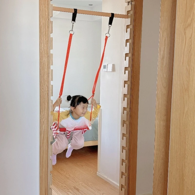 

Children's indoor sports equipment Safety climbing training Wooden horizontal bar door frame fitness frame