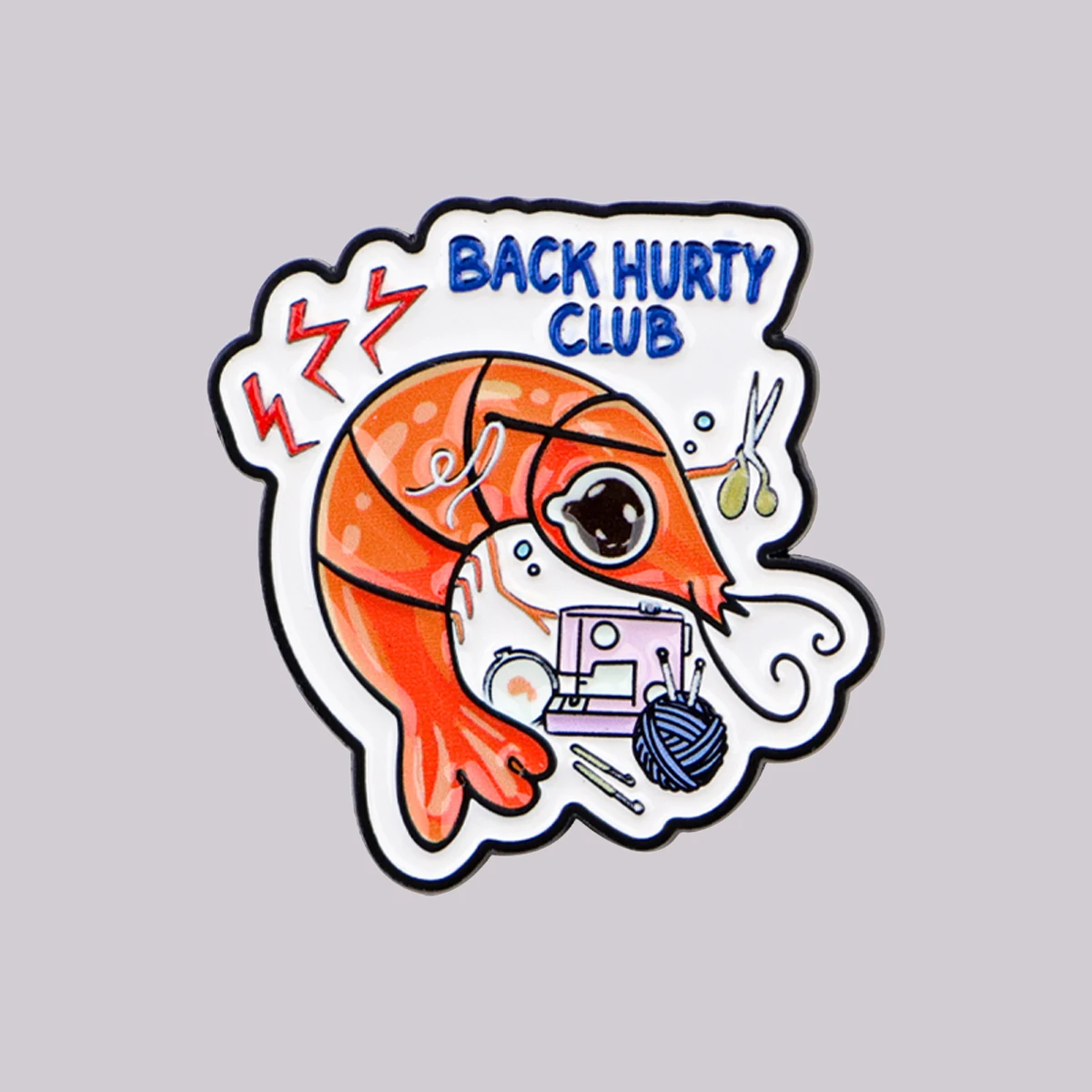 Pin de esmalte BACK HURTY CLUB, broche de camarón lindo, insignia para solapa, accesorios para mochila y ropa, joyería divertida, regalos para amigos