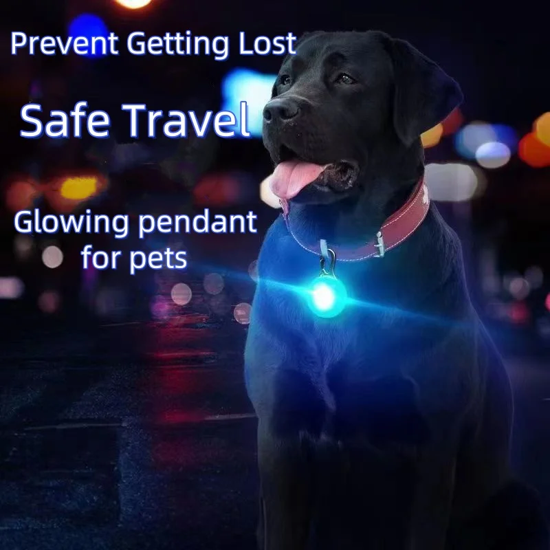 LED Lights Night Safety Dog Collar Glowing Pendant Pet Accessories Glow In The Dark Bright Necklace Flashing Light Pendant