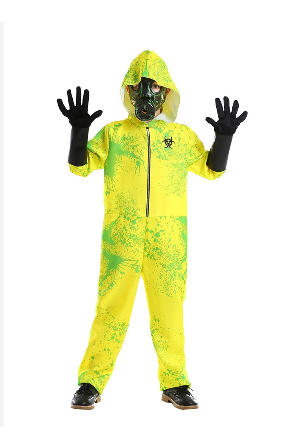 Kinder-Hazmat-Anzug, Kostüm für Jungen, Biohazard-Overall mit Gasmaske und Handschuhen, Halloween, gruseliges Cosplay-Outfit, Karneval, Party, Kostüm, PS66 – Detail 7